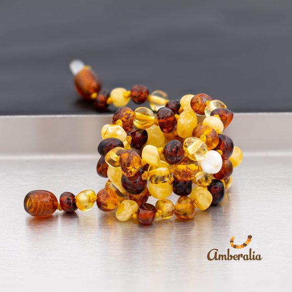 - Amberalia ADULT Baltic Amber Necklace - Polish Multicolor -17.7" (45cm) - Picture 9 of 12